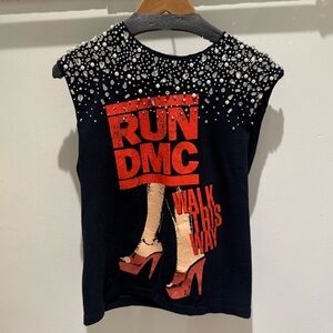 Alice + Olivia RUN DMC Black Top with Silver Accents XS/S